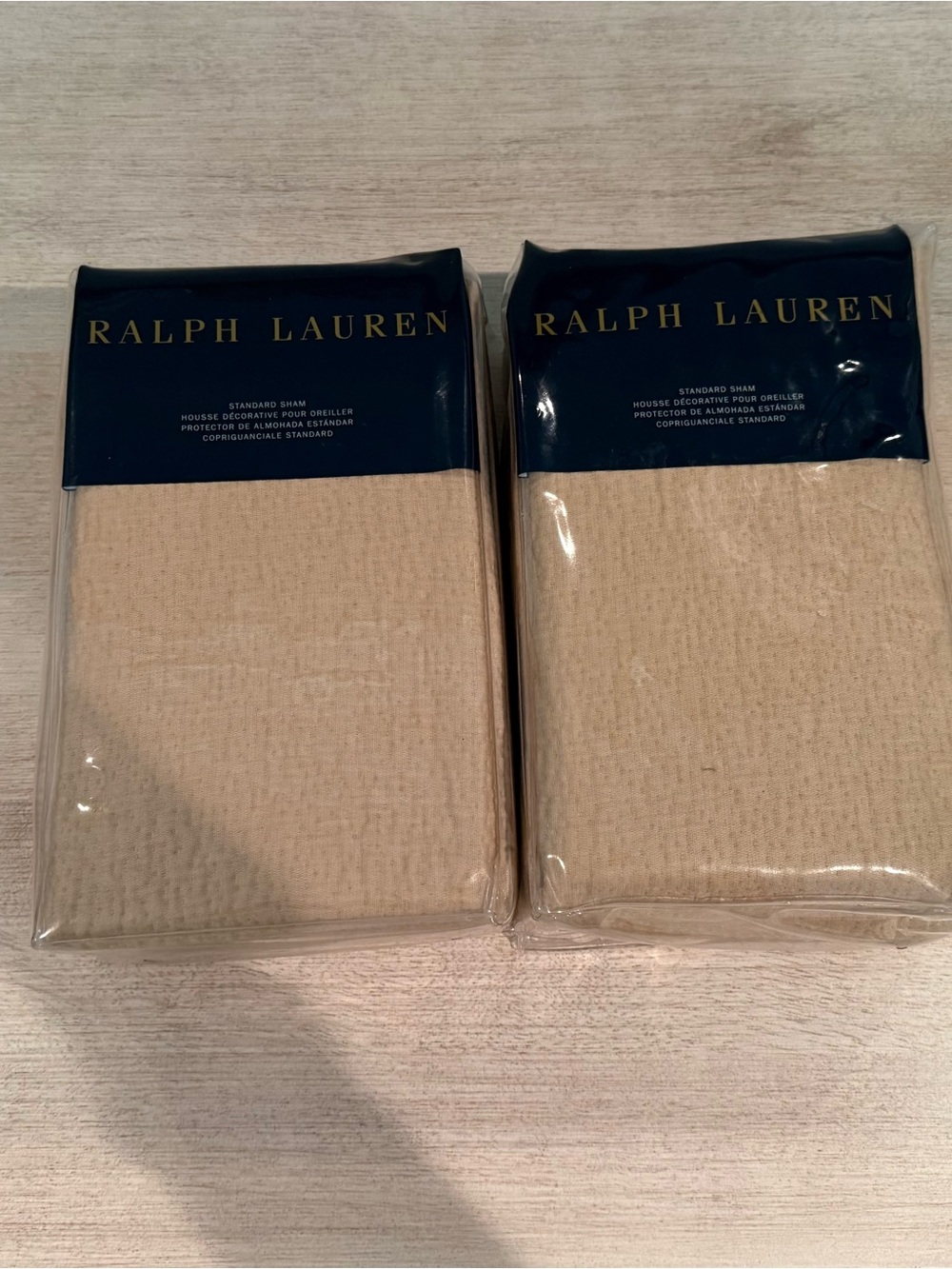 Ralph Lauren Pickstitch Neutral Beige Standard Pillow Shams - Set of 2